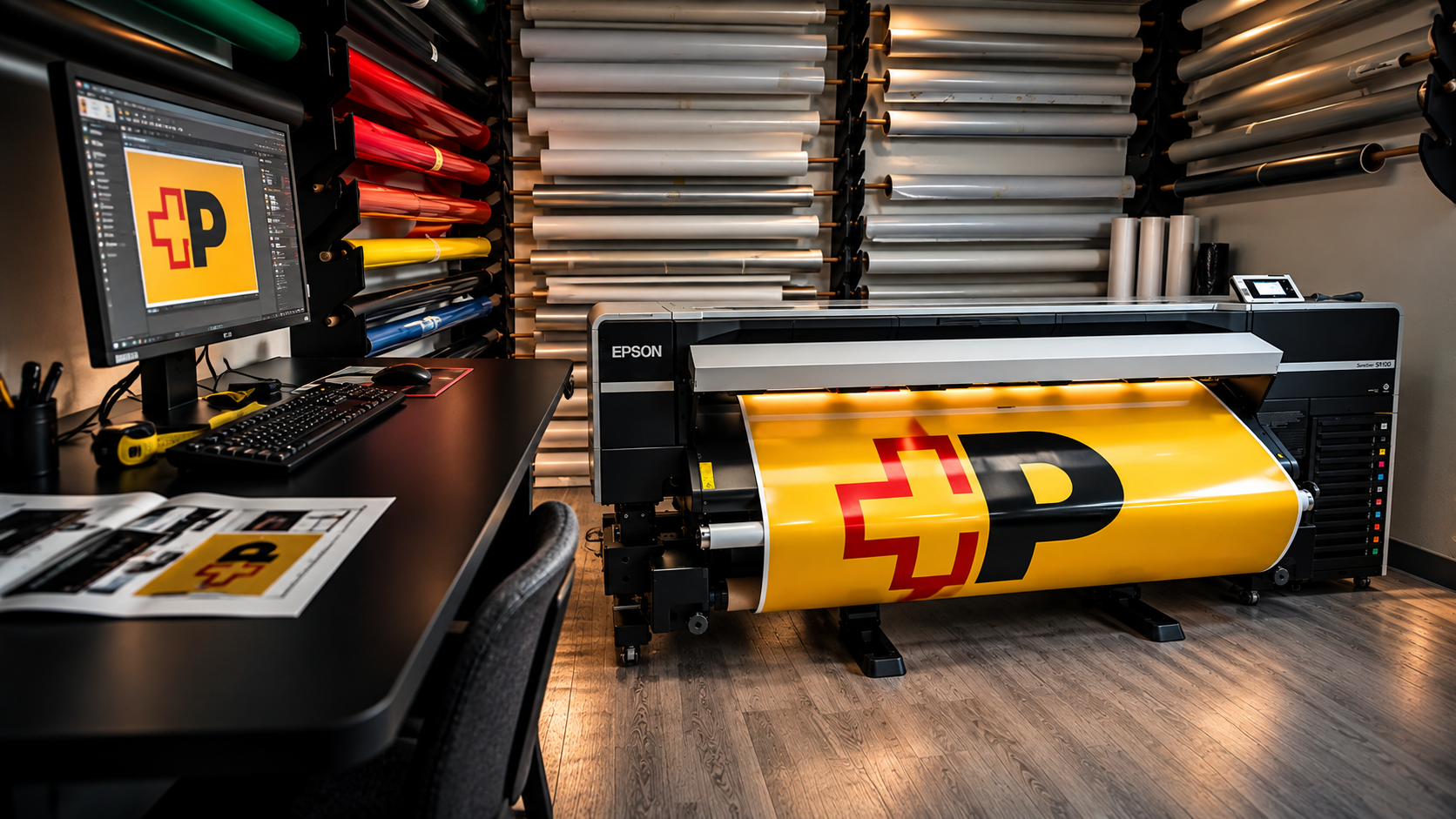 Impression numérique grand format sur Epson SureColor dans l’atelier Fredesign à Forel Lavaux